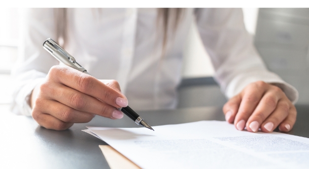 Woman filling out forms