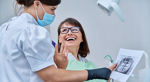 Patient smiling in dentist chair
